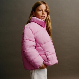 ZARA PINK PUFFER QUILTED JACKET